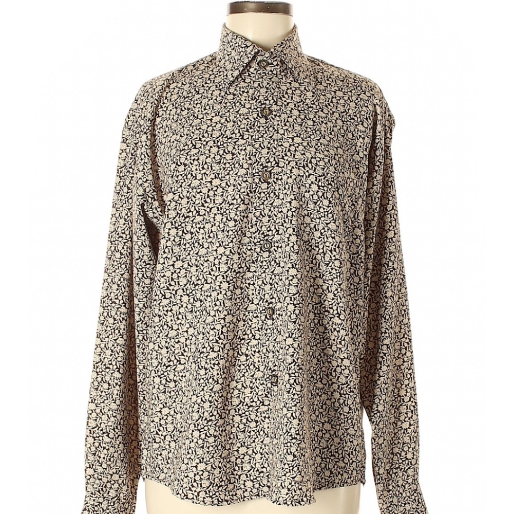 Floral Print Button Down Long Sleeve Top SZ M